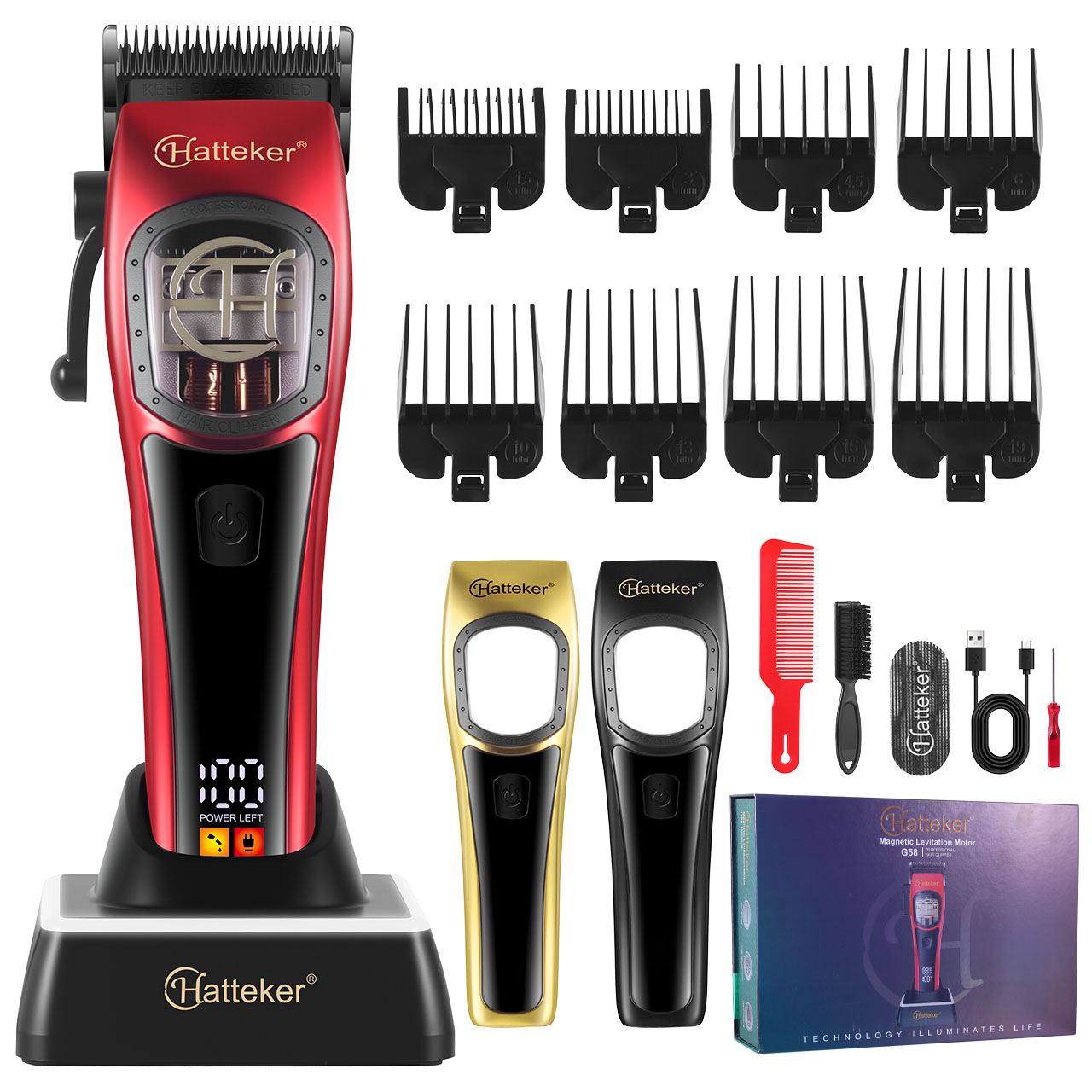 Hair Clipper Professional - HATTEKER Professional Hair Clippers New Model
