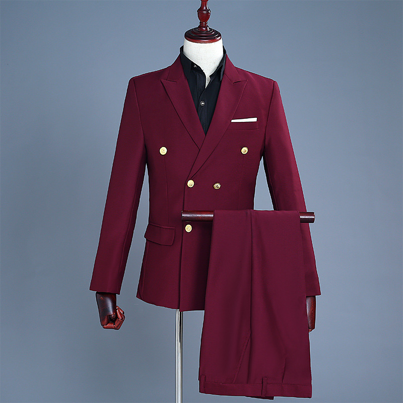 Men'S Grooming Dress Code - Double Row Gold Button Suit Set