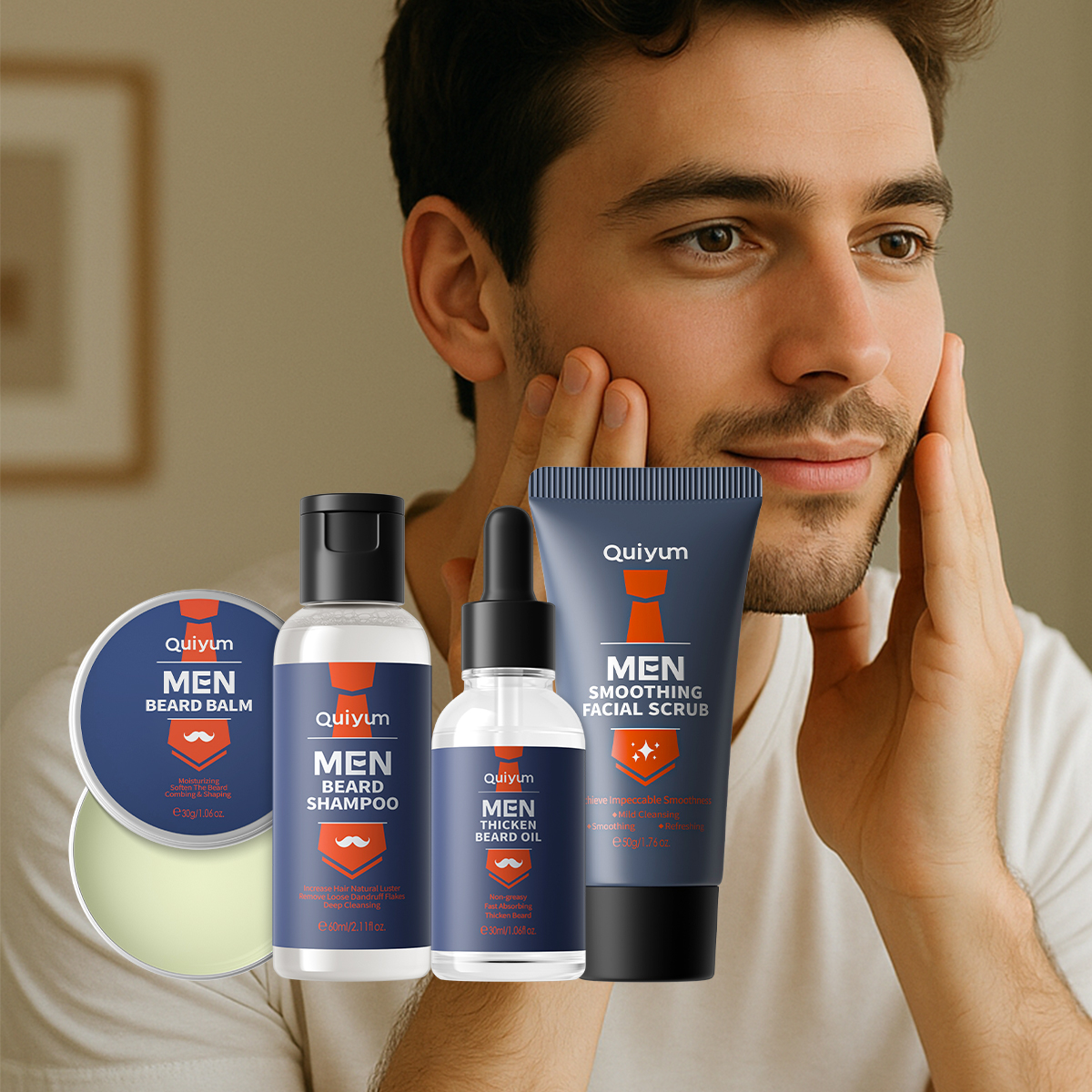 QUIYUM 4Pcs Men Beard & Facial – Men'S Grooming Gift Set recenzja i cena
