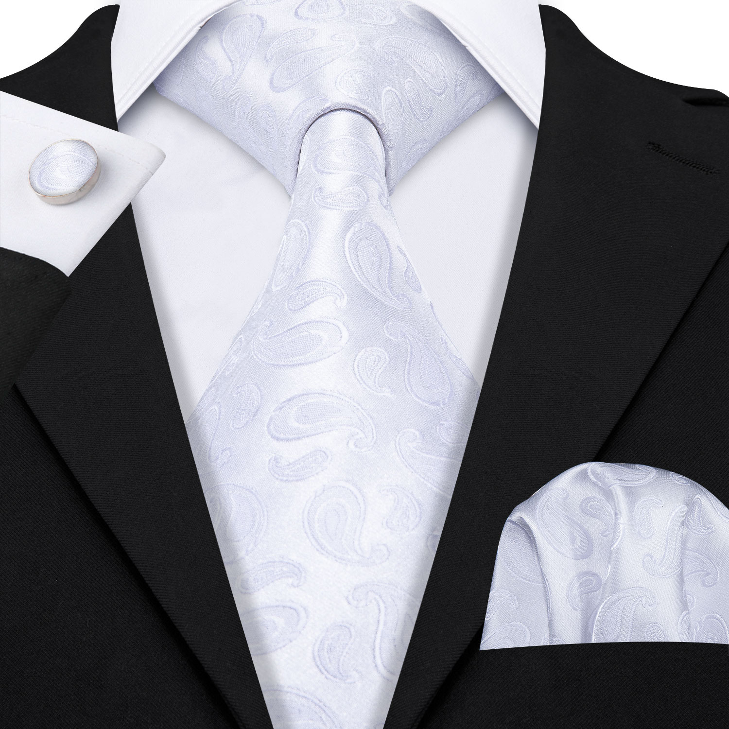 Fashion White Mens Wedding Tie – Men'S Grooming Gift Set recenzja i cena