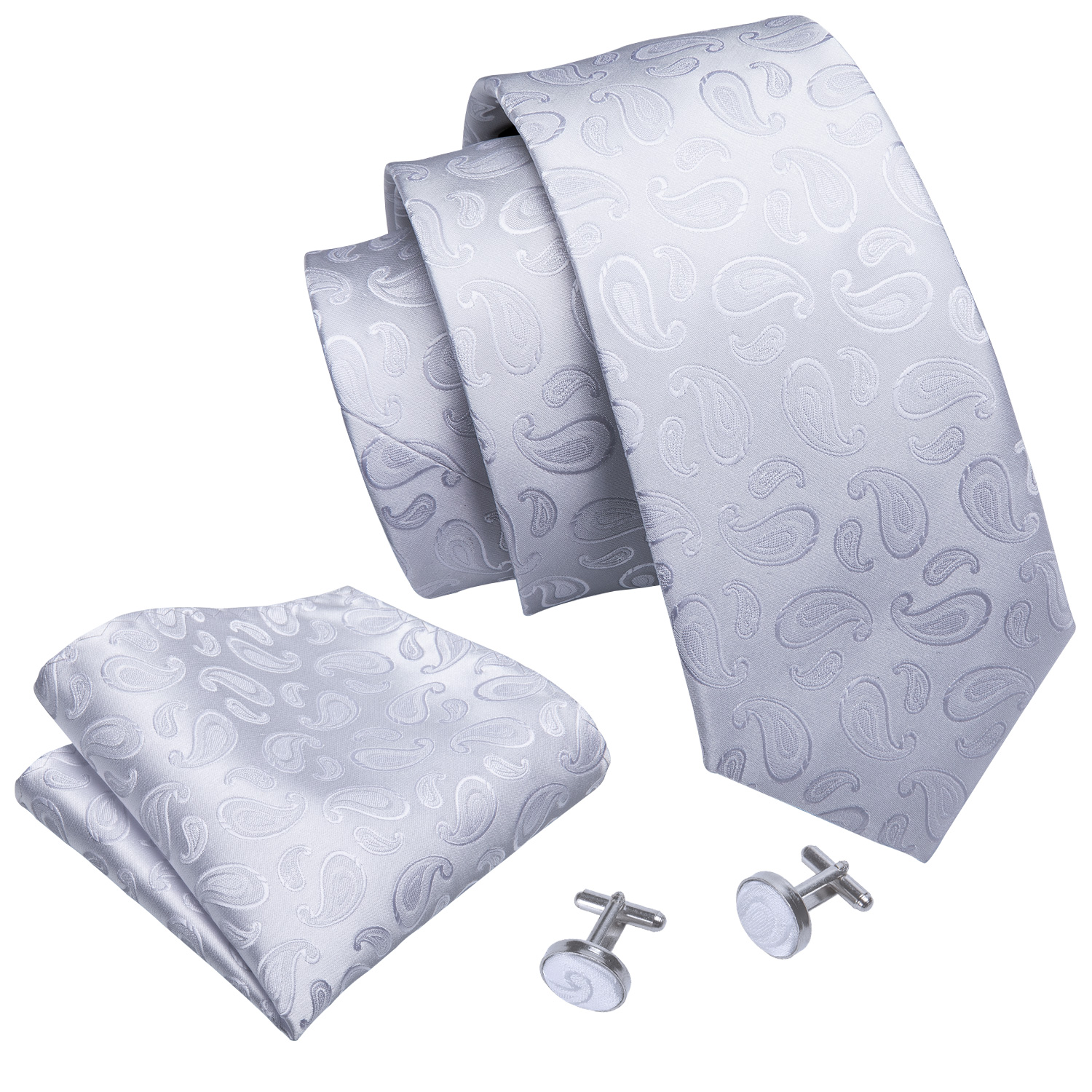 Fashion White Mens Wedding Tie – Men'S Grooming Gift Set recenzja i cena