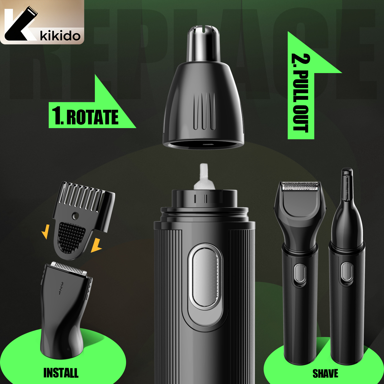 KIKIDO 4 in 1 Nose Hair Trimme – Men'S Grooming Gift Set recenzja i cena